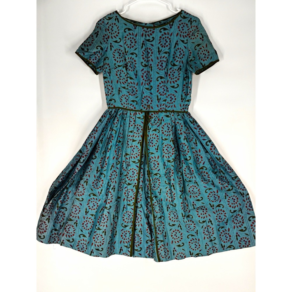 Vintage Womens Handmade Twee 50s 60s Rockabilly Dress A Line Mod Boho Full Skirt